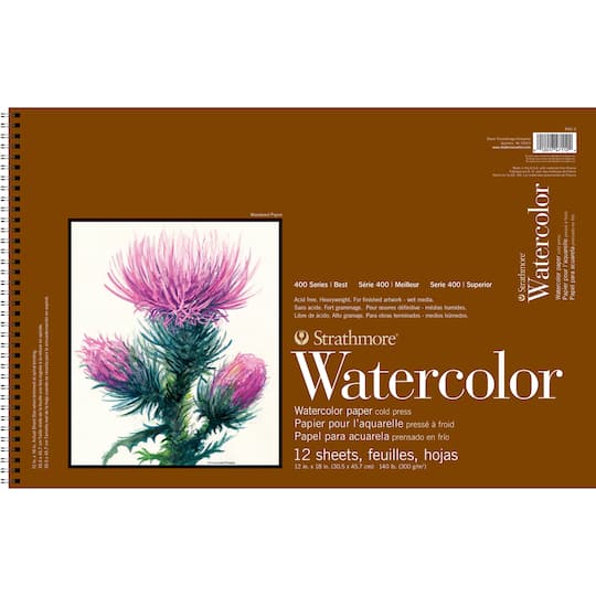 Strathmore Watercolor Paper Pad, 400 Series, Spiral-Bound, 12 Sheets